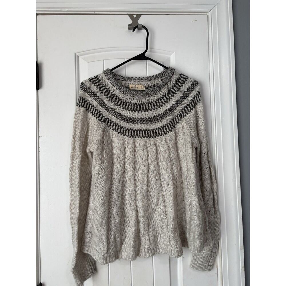 Hollister Sweater‎ S Womens White Silver Long Sleeve Crew Neck Cold Weather Top